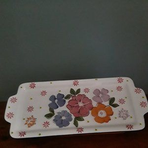 Ceramic Relish Tray with Lovely Floral Motif - by Nature"s Home